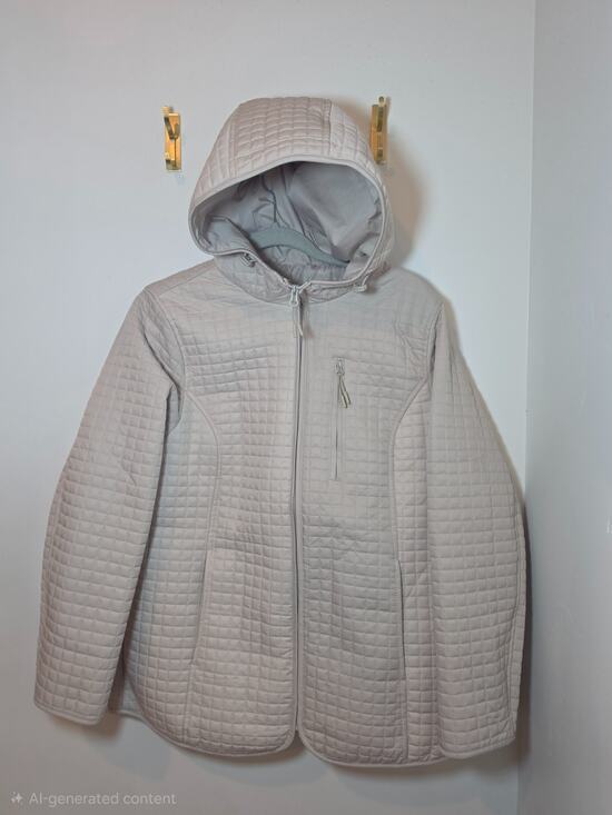 Lands' End Jackets & Blazers - Lands End Hooded Puffer Jacket Womens M Ice Tan Lightweight Quilted Coat